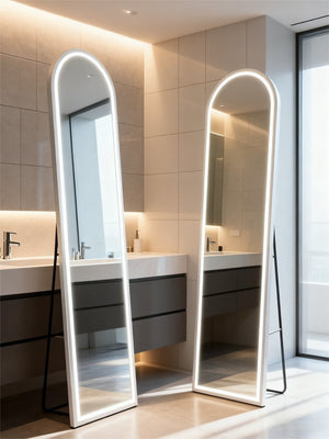 English Elm Full Length LED Floor Mirror Aluminum Alloy Frame Freestanding or Wall Mounted Bedroom T3177P296183
