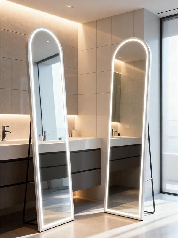 English Elm Full Length LED Floor Mirror Aluminum Alloy Frame Freestanding or Wall Mounted Bedroom T3177P296183