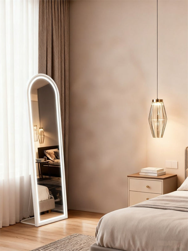English Elm Full Length LED Floor Mirror Aluminum Alloy Frame Freestanding or Wall Mounted Bedroom T3177P296183
