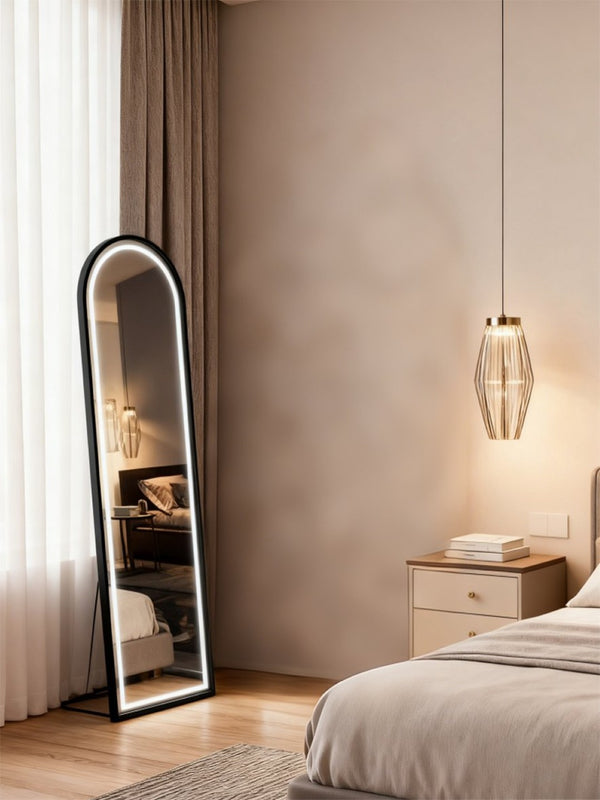 English Elm Full Length LED Floor Mirror Aluminum Frame Freestanding Wall Mount Bedroom Vanity T3177P296184