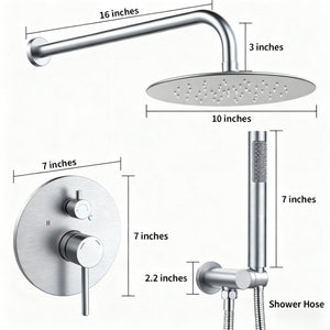 English Elm Shower System Wall Mounted Rainfall Head with Handheld Wand Brushed Nickel Brass T3177P412845