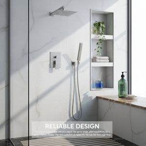 English Elm Male NPT Brushed Nickel Rain Shower System with Handheld Wand and Pressure Balance Valve T3177P487068