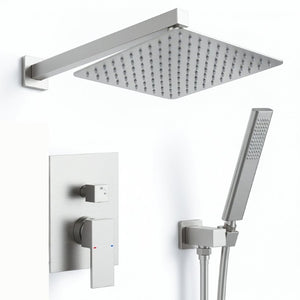 English Elm Male NPT Brushed Nickel Rain Shower System with Handheld Wand and Pressure Balance Valve T3177P487068