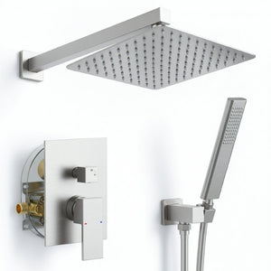 English Elm Male NPT Brushed Nickel Rain Shower System with Handheld Wand and Pressure Balance Valve T3177P487068