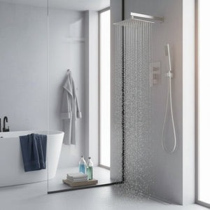 English Elm Male NPT Brushed Nickel Rain Shower System with Handheld Wand and Pressure Balance Valve T3177P487068