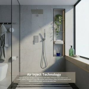 English Elm Male NPT Brushed Nickel Rain Shower System with Handheld Wand and Pressure Balance Valve T3177P487068