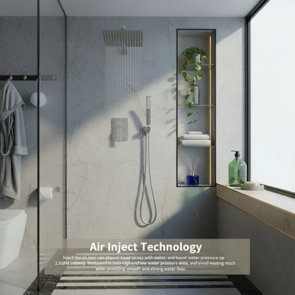 English Elm Male NPT Brushed Nickel Rain Shower System with Handheld Wand and Pressure Balance Valve T3177P487068
