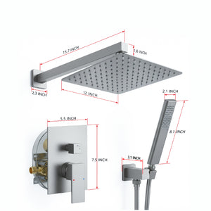 English Elm Male NPT Brushed Nickel Rain Shower System with Handheld Wand and Pressure Balance Valve T3177P487068