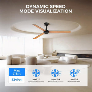 English Elm 52 Inch DC Motor Ceiling Fan Dimmable LED Honeycomb Light Indoor Outdoor Patio Use Black T3177P526317