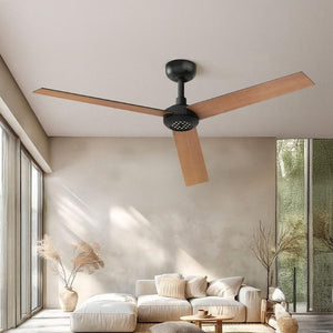 English Elm 52 Inch DC Motor Ceiling Fan Dimmable LED Honeycomb Light Indoor Outdoor Patio Use Black T3177P526317