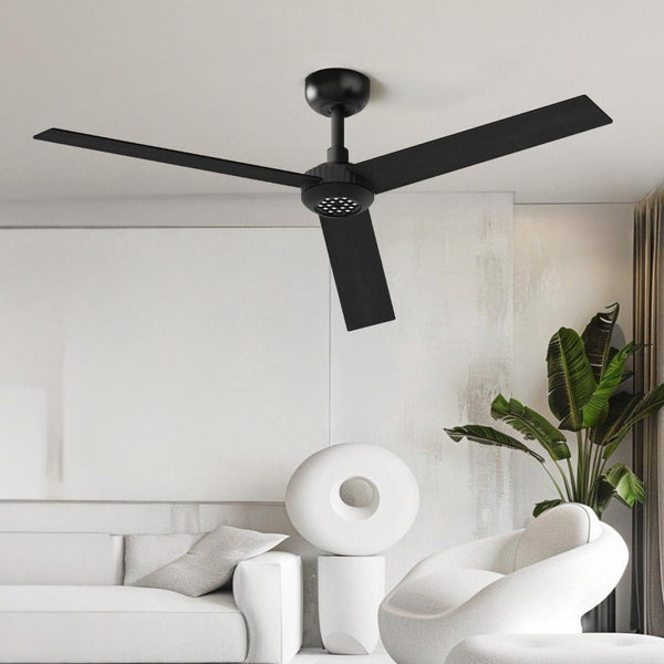English Elm 52 Inch DC Motor Ceiling Fan Dimmable LED Honeycomb Light Indoor Outdoor Patio Use Black T3177P526317