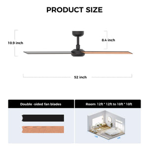 English Elm 52 Inch DC Motor Ceiling Fan Dimmable LED Honeycomb Light Indoor Outdoor Patio Use Black T3177P526317