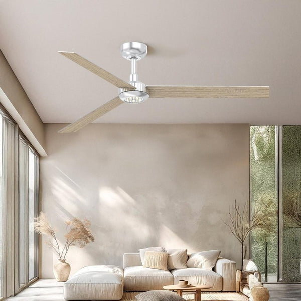 English Elm 52 Inch DC Motor Ceiling Fan Dimmable LED Honeycomb Light Indoor Outdoor Patio Use Silver T3177P526319