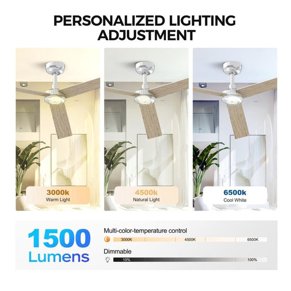 English Elm 52 Inch DC Motor Ceiling Fan Dimmable LED Honeycomb Light Indoor Outdoor Patio Use Silver T3177P526319
