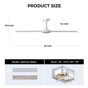 English Elm 52 Inch DC Motor Ceiling Fan Dimmable LED Honeycomb Light Indoor Outdoor Patio Use Silver T3177P526319
