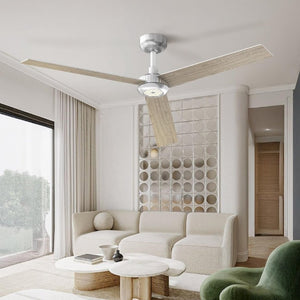 English Elm 52 Inch DC Motor Ceiling Fan Dimmable LED Honeycomb Light Indoor Outdoor Patio Use Silver T3177P526319