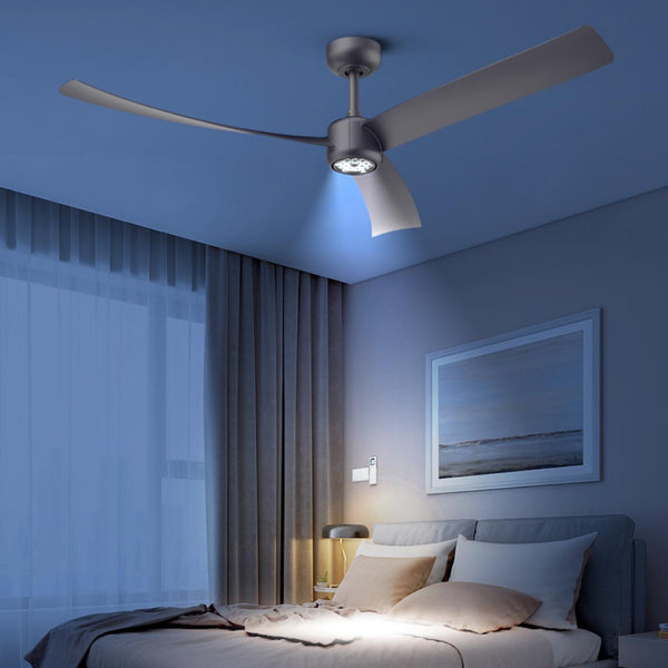 English Elm 52 Inch Flush Mount Ceiling Fan with Dimmable LED Remote DC Motor for Patio Living Room White T3177P526321