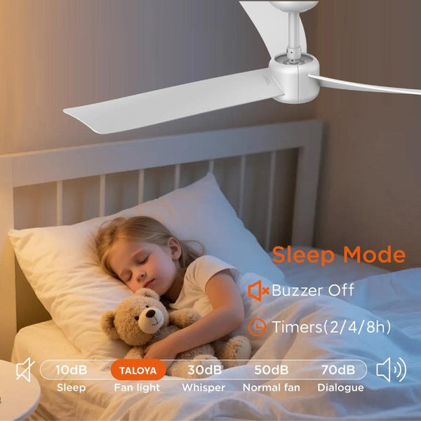 English Elm 52 Inch Flush Mount Ceiling Fan with Dimmable LED Remote DC Motor for Patio Living Room White T3177P526321