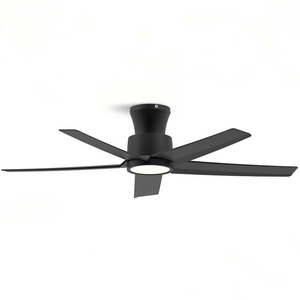 English Elm 44 Inch Matte Five Blade Ceiling Fan with Dimmable LED Light and Quiet DC Motor Black T3177P526335