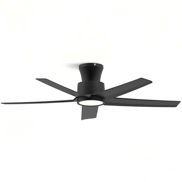 English Elm 44 Inch Matte Five Blade Ceiling Fan with Dimmable LED Light and Quiet DC Motor Black T3177P526335