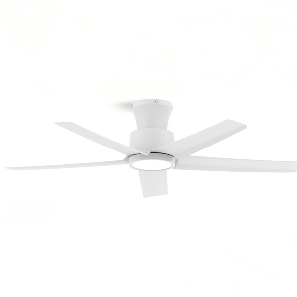 English Elm 44 Inch Matte Five Blade Ceiling Fan with Dimmable LED Light and Quiet DC Motor White T3177P526336