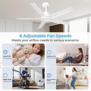 English Elm 44 Inch DC Motor Ceiling Fan with Dimmable LED Light Remote Six Speed Control T3177P526338