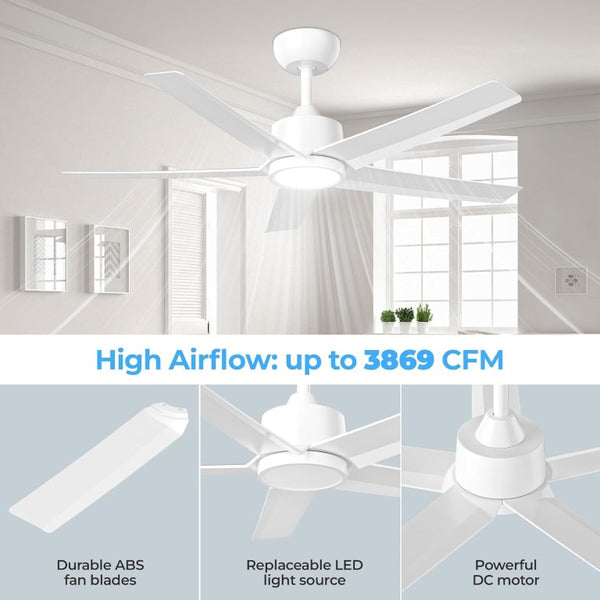 English Elm 44 Inch DC Motor Ceiling Fan with Dimmable LED Light Remote Six Speed Control T3177P526338