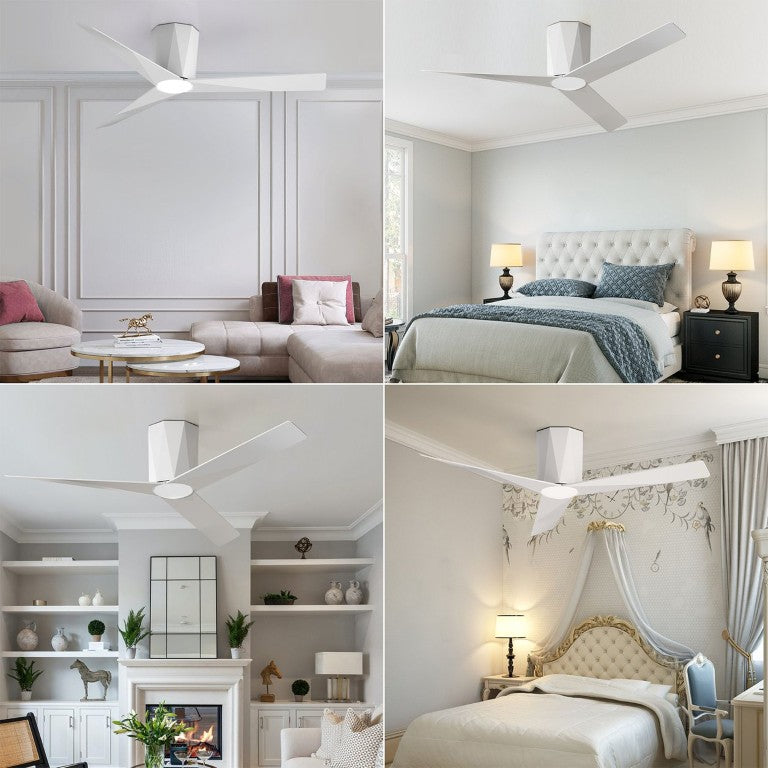 English Elm Ceiling Fan with Dimmable LED and Remote 52 Inch Flush Mount Quiet DC Motor Indoor T3177P526339
