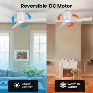 English Elm Ceiling Fan with Dimmable LED and Remote 52 Inch Flush Mount Quiet DC Motor Indoor T3177P526339