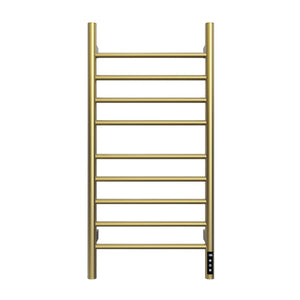 English Elm Brushed Gold 9 Bar Towel Warmer with Touch Timer and Stainless Steel IPX4 Build T3177P530863