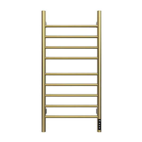 English Elm Brushed Gold 9 Bar Towel Warmer with Touch Timer and Stainless Steel IPX4 Build T3177P530863