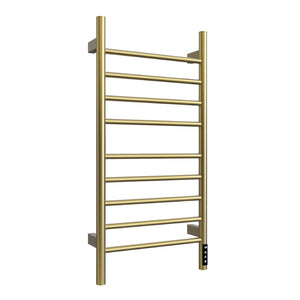 English Elm Brushed Gold 9 Bar Towel Warmer with Touch Timer and Stainless Steel IPX4 Build T3177P530863