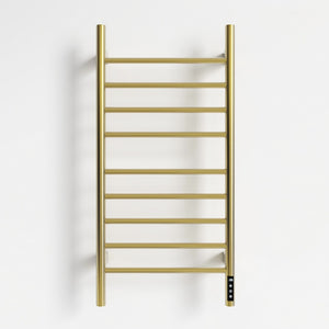 English Elm Brushed Gold 9 Bar Towel Warmer with Touch Timer and Stainless Steel IPX4 Build T3177P530863