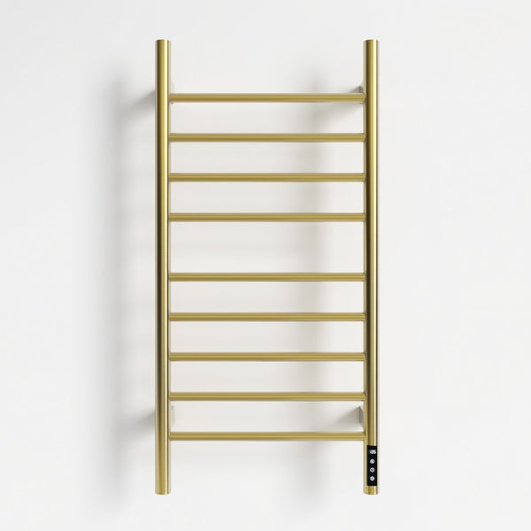 English Elm Brushed Gold 9 Bar Towel Warmer with Touch Timer and Stainless Steel IPX4 Build T3177P530863