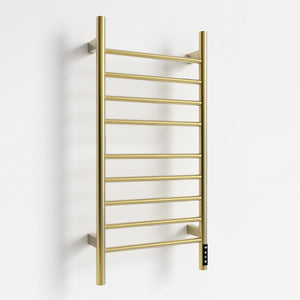 English Elm Brushed Gold 9 Bar Towel Warmer with Touch Timer and Stainless Steel IPX4 Build T3177P530863