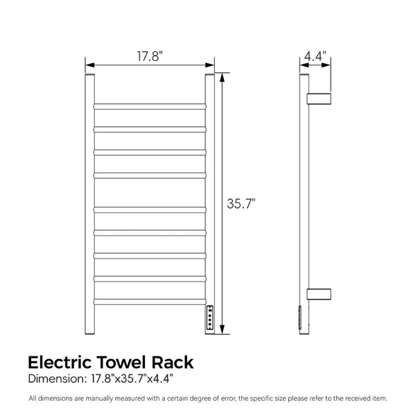English Elm Brushed Gold 9 Bar Towel Warmer with Touch Timer and Stainless Steel IPX4 Build T3177P530863
