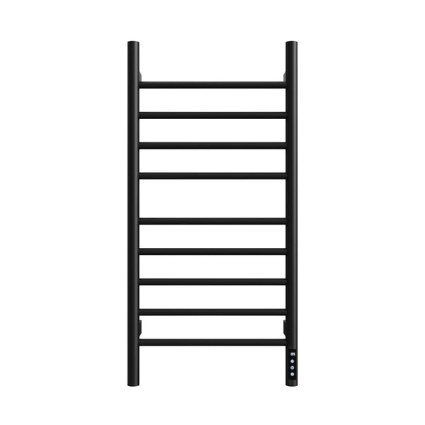 English Elm Black 9-Bar Towel Warmer with Touchscreen Timer and 304 Stainless Steel Spa Finish T3177P530870