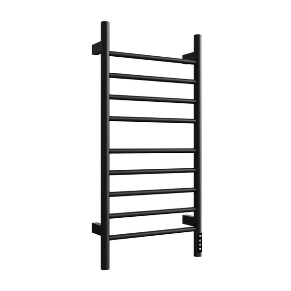 English Elm Black 9-Bar Towel Warmer with Touchscreen Timer and 304 Stainless Steel Spa Finish T3177P530870
