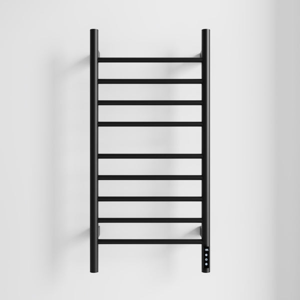 English Elm Black 9-Bar Towel Warmer with Touchscreen Timer and 304 Stainless Steel Spa Finish T3177P530870