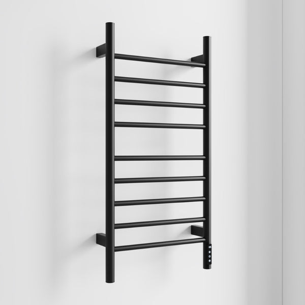 English Elm Black 9-Bar Towel Warmer with Touchscreen Timer and 304 Stainless Steel Spa Finish T3177P530870