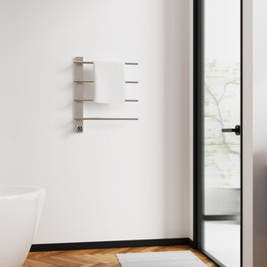 English Elm Brushed Nickel 4 Bar Towel Warmer with Touchscreen Timer for Spa Bathroom Walls T3177P530936