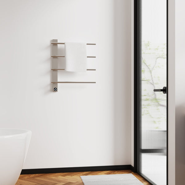 English Elm Brushed Nickel 4 Bar Towel Warmer with Touchscreen Timer for Spa Bathroom Walls T3177P530936