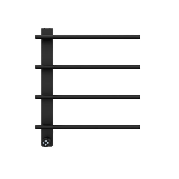 English Elm Black Stainless Steel Four Bar Towel Warmer with Touchscreen Timer for Modern Bathrooms T3177P531146