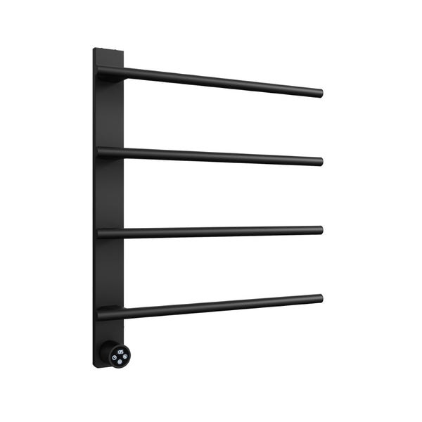 English Elm Black Stainless Steel Four Bar Towel Warmer with Touchscreen Timer for Modern Bathrooms T3177P531146