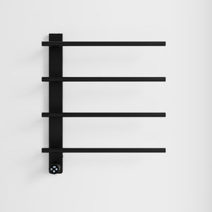 English Elm Black Stainless Steel Four Bar Towel Warmer with Touchscreen Timer for Modern Bathrooms T3177P531146