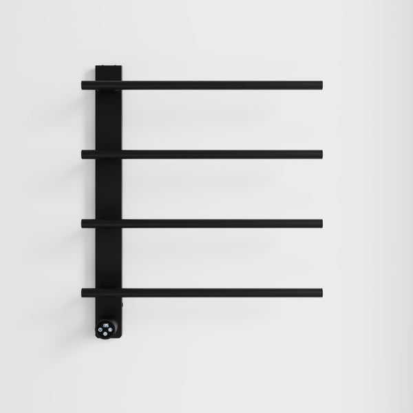 English Elm Black Stainless Steel Four Bar Towel Warmer with Touchscreen Timer for Modern Bathrooms T3177P531146