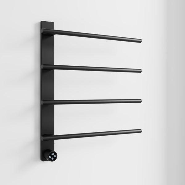 English Elm Black Stainless Steel Four Bar Towel Warmer with Touchscreen Timer for Modern Bathrooms T3177P531146