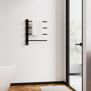 English Elm Black Stainless Steel Four Bar Towel Warmer with Touchscreen Timer for Modern Bathrooms T3177P531146