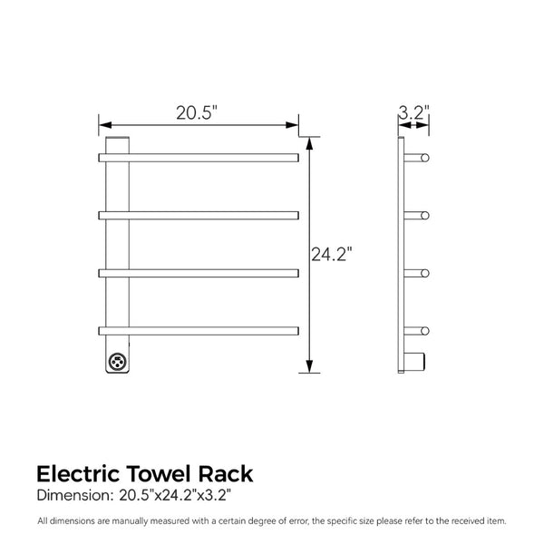 English Elm Black Stainless Steel Four Bar Towel Warmer with Touchscreen Timer for Modern Bathrooms T3177P531146