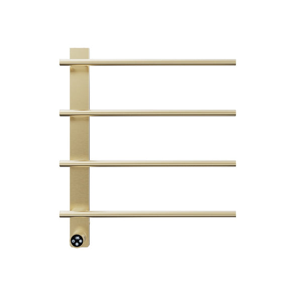 English Elm Brushed Gold 4 Bar Towel Warmer Wall Mount Stainless Steel with Smart Touch Timer T3177P531155